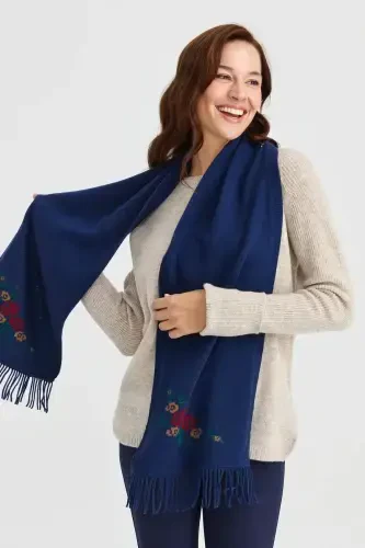 Ayollar trikotaji cheti gulli jun ro'mol Indigo-Indigo - 1