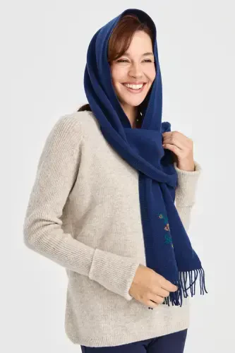 Ayollar trikotaji cheti gulli jun ro'mol Indigo-Indigo - DESEN TRIKO (1)