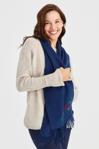 Ayollar trikotaji cheti gulli jun ro'mol Indigo-Indigo - 4