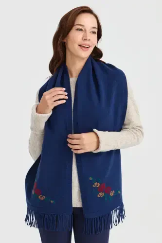 Ayollar trikotaji cheti gulli jun ro'mol Indigo-Indigo - 7