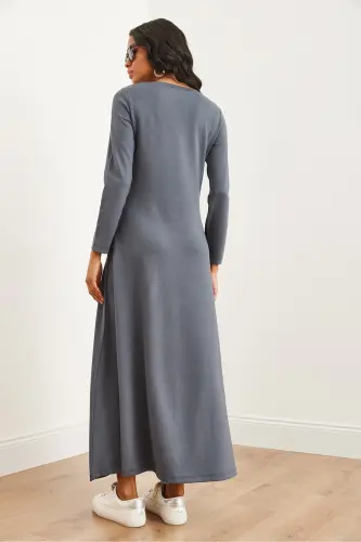 Ayollar tutuni V bo'yinli uch chorak yengli yirtigli modal tush - 8