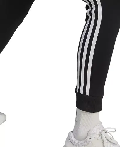 Women's 3-Stripe Cotton Fleece Sweatpant Jogger-Black/white - 5