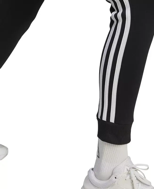 Women's 3-Stripe Cotton Fleece Sweatpant Jogger-Black/white - 5