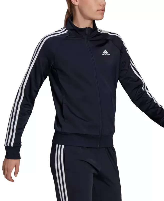 Women's 3-Stripe Tricot Track Jacket, XS-4X-Navy - 1