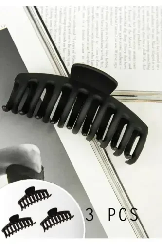 Ayollar uchun 3 dona rangli XL qisqichli soch qisqichlari to'plami (rangli qisqichli soch qisqichi 11 sm) - qora h1 - 2