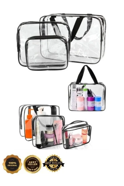 Ayollar uchun 3 dona shaffof sayohat kosmetik sumkasi Shaffof kosmetik sumkasi - WOYS BAGS