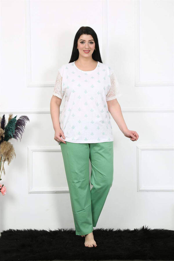 Ayollar uchun 5XL-6XL-7XL-8XL katta o'lchamli qisqa yengli pijama to'plami 75001 - 3