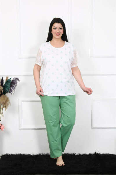 Ayollar uchun 5XL-6XL-7XL-8XL katta o'lchamli qisqa yengli pijama to'plami 75001 - 7