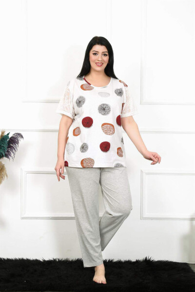 Ayollar uchun 5XL-6XL-7XL-8XL katta o'lchamli qisqa yengli pijama to'plami 75002 - 1