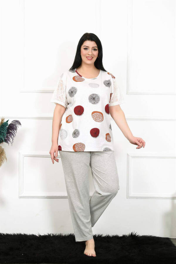 Ayollar uchun 5XL-6XL-7XL-8XL katta o'lchamli qisqa yengli pijama to'plami 75002 - 5