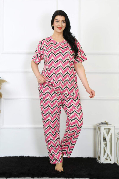 Ayollar uchun 5XL-6XL-7XL-8XL katta o'lchamli qisqa yengli pijama to'plami 75009 - 2