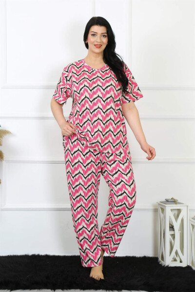 Ayollar uchun 5XL-6XL-7XL-8XL katta o'lchamli qisqa yengli pijama to'plami 75009 - 7