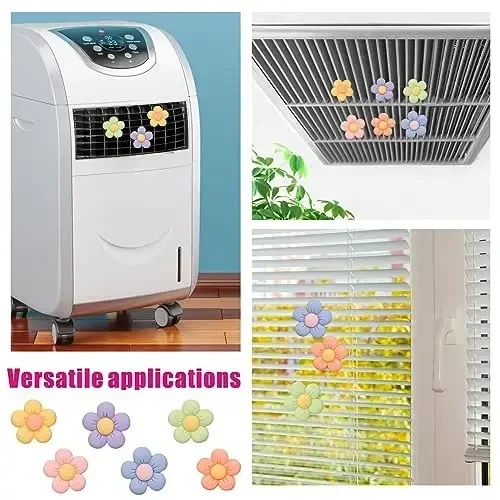 Ayollar uchun 6 dona qizaloq gulli avtomobillar uchun havo tozalagich havo chiqarish qisqichlari pushti/siyohrang/ko'k/yashil/sariq Boho hidlari bezaklari Kawaii Rojdestvo sovg'alari uchun chiroyli avtomobil dekor interyeri estetik aksessuarlari - 6