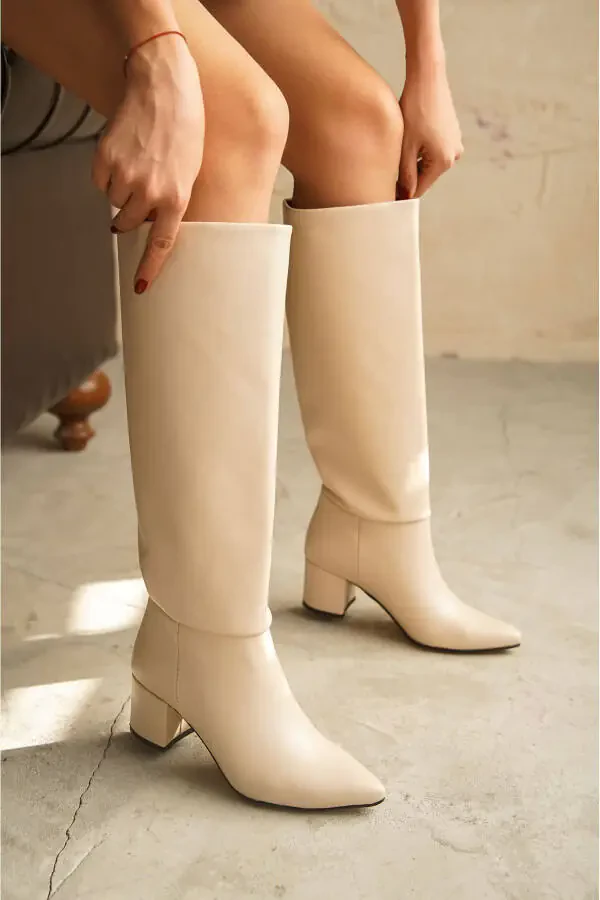 Ayollar uchun Akel tizza osti etiklari - tan rangli teri - 3