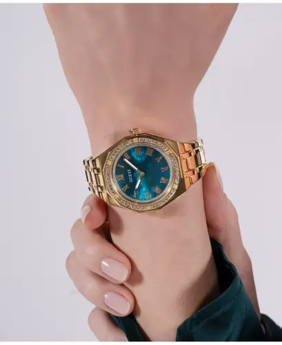 Ayollar uchun analog oltin zanglamaydigan po'lat soat 36mm-Oltin - 6