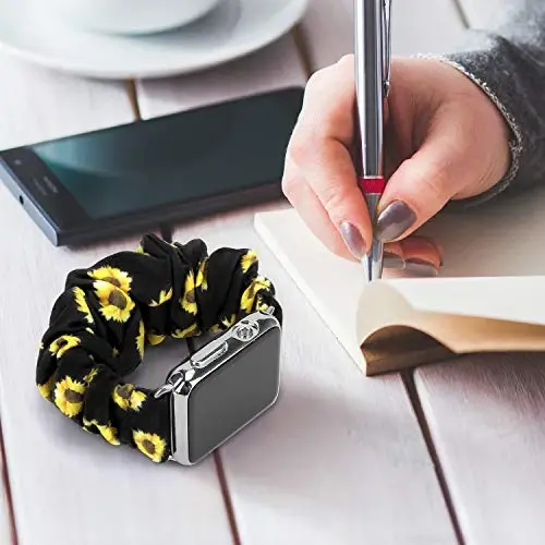 Ayollar uchun Apple Watch Bands Series 10 9 8 7 6 5 4 3 2 1 SE bilan mos keladigan Scrunchie Watch Bands, iWatch Bands 38mm 40mm 41mm 42mm 44mm 45mm 46mm 49mm Ultra uchun yumshoq elastik almashtirish bilaguzuk - 4