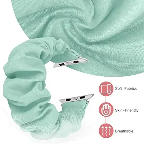 Ayollar uchun Apple Watch Bands Series 10 9 8 7 6 5 4 3 2 1 SE bilan mos keladigan Scrunchie Watch Bands, iWatch Bands 38mm 40mm 41mm 42mm 44mm 45mm 46mm 49mm Ultra uchun yumshoq elastik almashtirish bilaguzuk - 2
