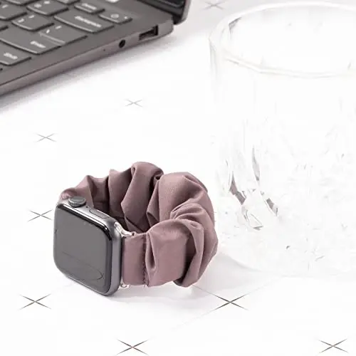 Ayollar uchun Apple Watch Bands Series 10 9 8 7 6 5 4 3 2 1 SE bilan mos keladigan Scrunchie Watch Bands, iWatch Bands 38mm 40mm 41mm 42mm 44mm 45mm 46mm 49mm Ultra uchun yumshoq elastik almashtirish bilaguzuk - 4