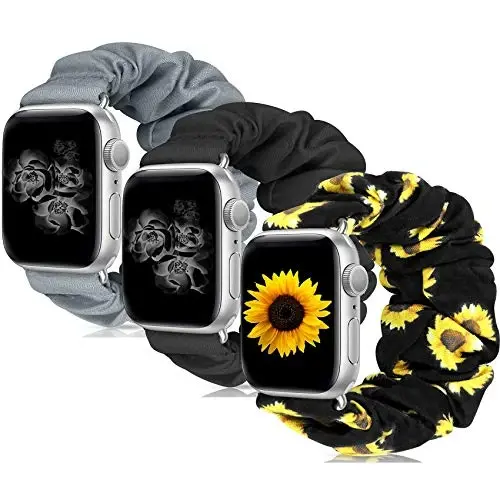 Ayollar uchun Apple Watch Bands Series 10 9 8 7 6 5 4 3 2 1 SE bilan mos keladigan Scrunchie Watch Bands, iWatch Bands 38mm 40mm 41mm 42mm 44mm 45mm 46mm 49mm Ultra uchun yumshoq elastik almashtirish bilaguzuk - 1