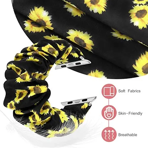 Ayollar uchun Apple Watch Bands Series 10 9 8 7 6 5 4 3 2 1 SE bilan mos keladigan Scrunchie Watch Bands, iWatch Bands 38mm 40mm 41mm 42mm 44mm 45mm 46mm 49mm Ultra uchun yumshoq elastik almashtirish bilaguzuk - 2