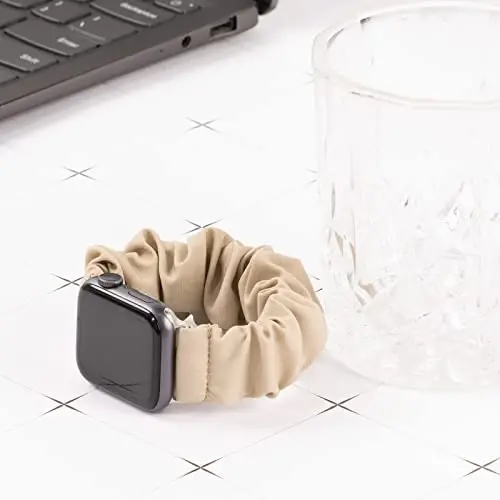 Ayollar uchun Apple Watch Bands Series 10 9 8 7 6 5 4 3 2 1 SE bilan mos keladigan Scrunchie Watch Bands, iWatch Bands 38mm 40mm 41mm 42mm 44mm 45mm 46mm 49mm Ultra uchun yumshoq elastik almashtirish bilaguzuk - 4