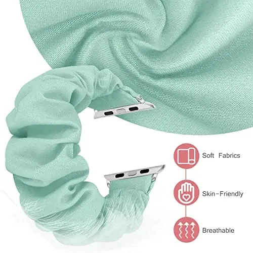 Ayollar uchun Apple Watch Bands Series 10 9 8 7 6 5 4 3 2 1 SE bilan mos keladigan Scrunchie Watch Bands, iWatch Bands 38mm 40mm 41mm 42mm 44mm 45mm 46mm 49mm Ultra uchun yumshoq elastik almashtirish bilaguzuk. - MEULOT (1)