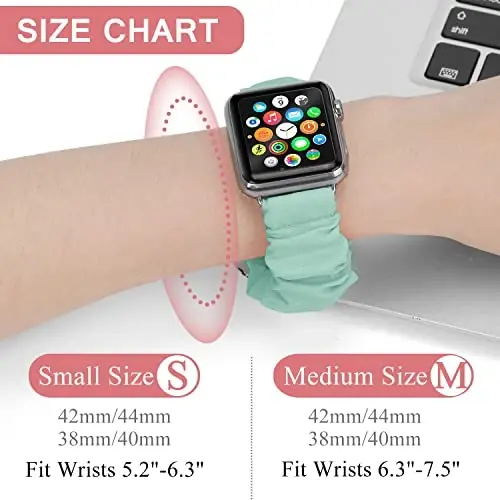 Ayollar uchun Apple Watch Bands Series 10 9 8 7 6 5 4 3 2 1 SE bilan mos keladigan Scrunchie Watch Bands, iWatch Bands 38mm 40mm 41mm 42mm 44mm 45mm 46mm 49mm Ultra uchun yumshoq elastik almashtirish bilaguzuk. - 3