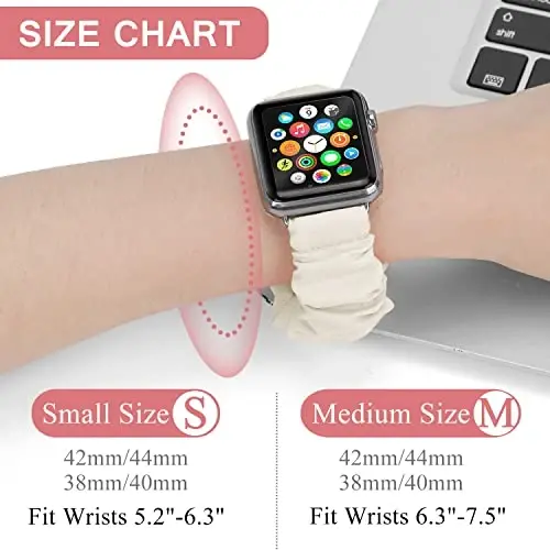 Ayollar uchun Apple Watch Bands Series 10 9 8 7 6 5 4 3 2 1 SE bilan mos keladigan Scrunchie Watch Bands, iWatch Bands 38mm 40mm 41mm 42mm 44mm 45mm 46mm 49mm Ultra uchun yumshoq elastik almashtirish bilaguzuk - 3