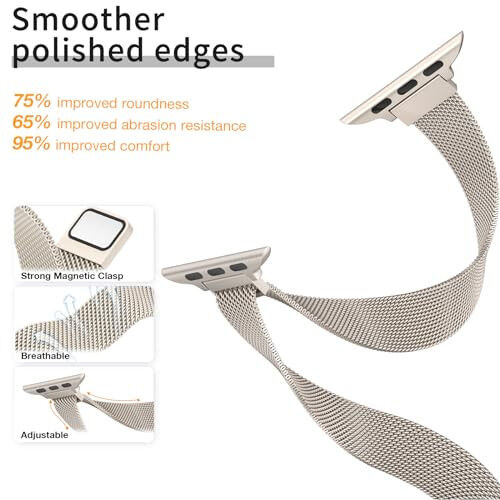Ayollar uchun Apple Watch bilan mos keladigan ingichka Milanese Loop tasmasi, 40 mm, 41 mm, 38 mm, 42 mm, 44 mm, 45 mm, 46 mm. Zanglamaydigan po'latdan yasalgan magnit to'rli tasma iWatch Series 10, 9, 8, 7, 6, 5, 4, 3, 2, 1, SE bilan mos keladi. - MODAZONE (1)