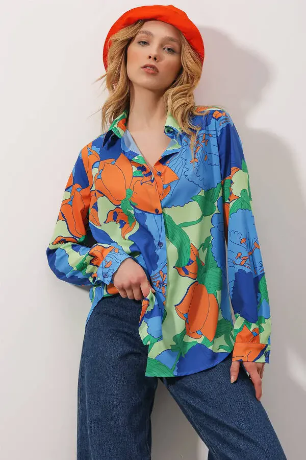 Ayollar uchun aralash Oversize uzun to'qilgan ko'ylak ALC-X6828 - 2