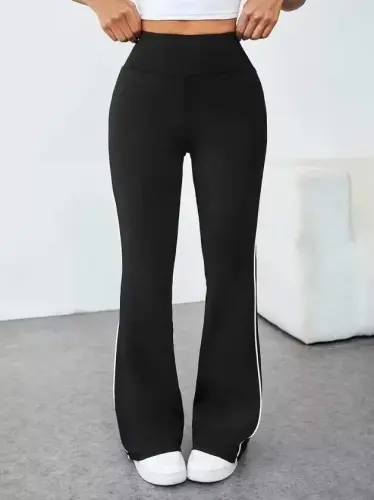 Ayollar uchun bel qismi baland, yon tomoni tasmali, uzun dayving matoli legins - 3