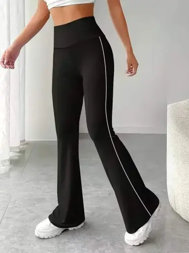 Ayollar uchun bel qismi baland, yon tomoni tasmali, uzun dayving matoli legins - 4