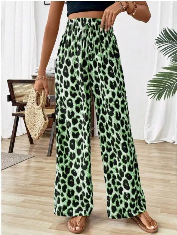Ayollar uchun bel qismi rezinali, leopard naqshli suprem shimi - BÜYÜKBEDENIZ