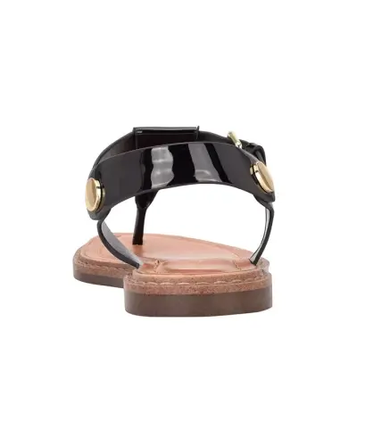 Ayollar uchun Bennia Thong tek sandal — qora patent - 2