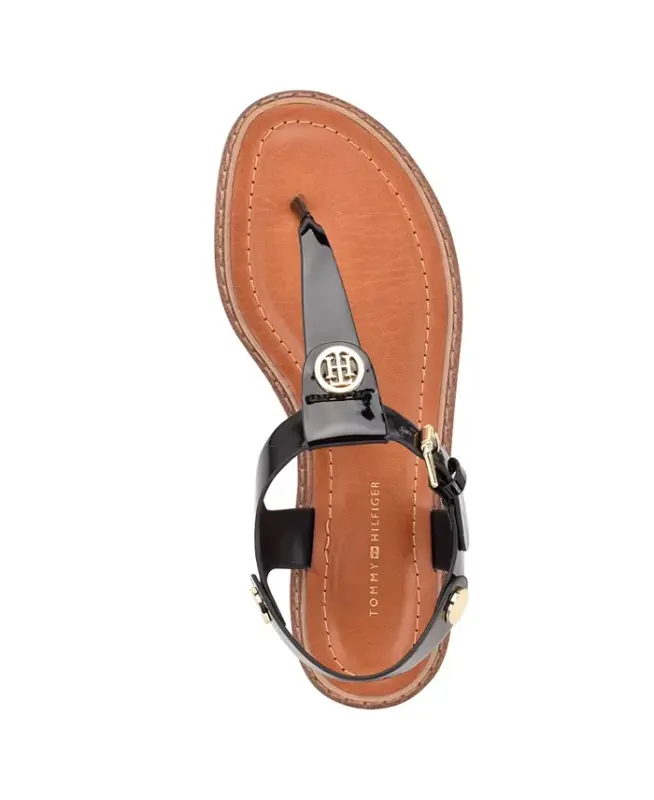 Ayollar uchun Bennia Thong tek sandal — qora patent - 4