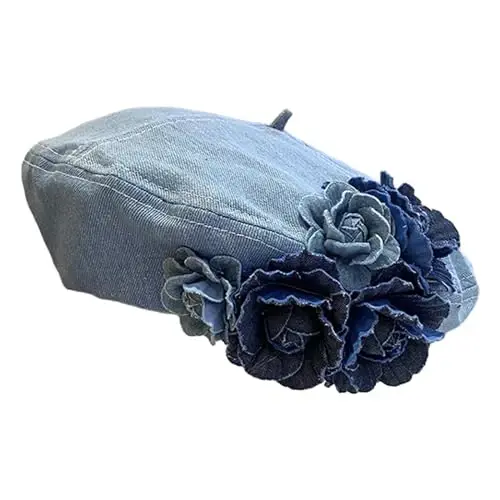 Ayollar uchun beret shlyapa, denim kepka, qulay tug'ilgan kun sovg'asi, bosh kiyim, kostyum shlyapa, rassom shlyapasi, ochiq havoda, bayram, yangi yil, kuz uchun. - generic (1)