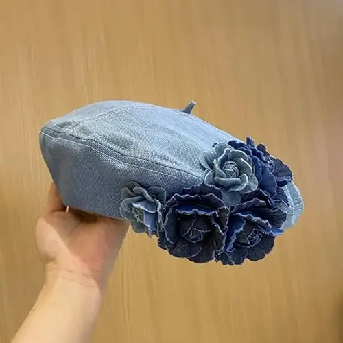 Ayollar uchun beret shlyapa, denim kepka, qulay tug'ilgan kun sovg'asi, bosh kiyim, kostyum shlyapa, rassom shlyapasi, ochiq havoda, bayram, yangi yil, kuz uchun. - 7