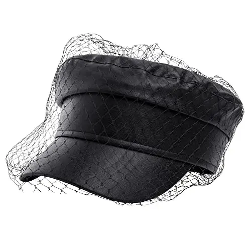Ayollar uchun beret shlyapalar PU teri Newsboy Fiddler kepkasi pardasi bilan kundalik Baker Boy kapitan shlyapa - 1