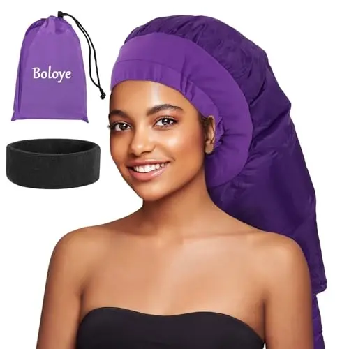 Boloye Hair Dryer Bonnet for Women, Large Bonnet Hooded Hair Dryer AttacModazoneent for Speeding Up Drying Time & Deep Conditioning, Fits All Head Sizes & Hair Styles, Purple (Large) - BOLOYE