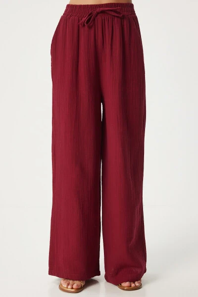 Ayollar uchun bordo muslin palazzo shim MX00160 - 3