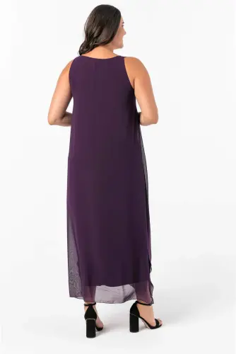 Ayollar uchun bo'shash kashta sifon ko'ylak KL3066 Binafsha - 4