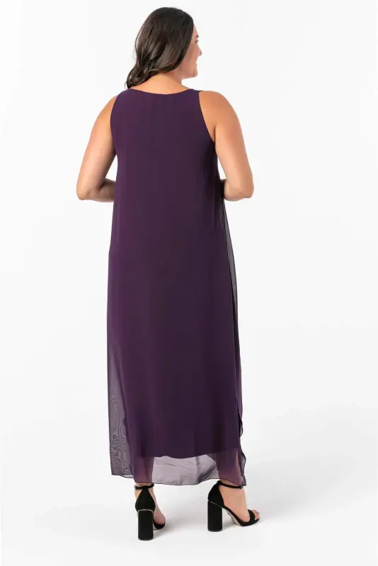 Ayollar uchun bo'shash kashta sifon ko'ylak KL3066 Binafsha - 4