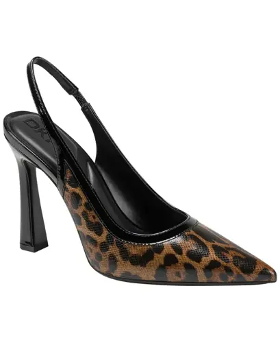 Ayollar uchun Cinette Slingback uchli burunli poshnali tuflilar - Tabiiy ko'p rangli leopard 