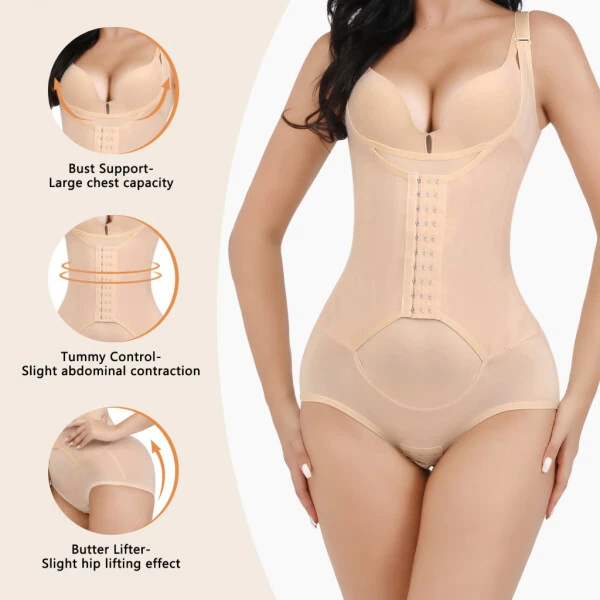 Ayollar uchun COMFREE qorinni nazorat qiluvchi shakl beruvchi korset, butun tanani shakllantiruvchi, sozlanadigan kamarlar bilan tank-top - 3