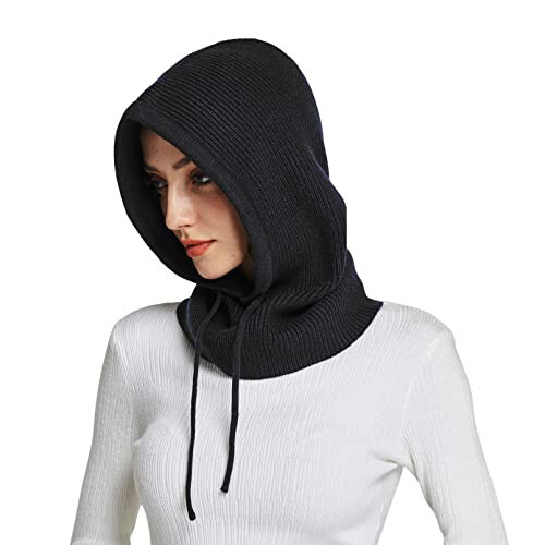 Ayollar uchun Facecozy qishki shlyapalari, ayollar uchun jun aralashmasi kaputli sharf shlyapasi Balaclava trikotage bosh suyagi qopqog'i biyni shlyapasi Erkaklar bo'yin g'ayratlari - 1