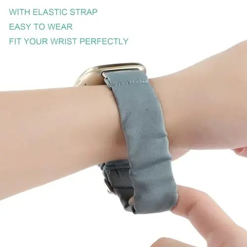 Ayollar uchun Fitbit Versa 3/Versa 4/Sense/Sense 2 tasmalari bilan mos keladigan sozlanishi mumkin bo'lgan rezinka bantlar, Elastik bilaguzuk Qulay elastik rezinka Aqlli soat tasmasi Yumshoq mato mato tasma - 5