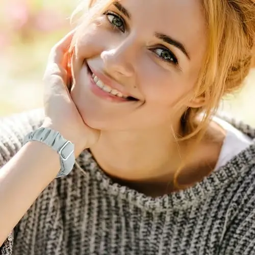 Ayollar uchun Fitbit Versa 3/Versa 4/Sense/Sense 2 tasmalariga mos keluvchi sozlanishi mumkin bo'lgan резинка bantlari, cho'ziluvchan bilaguzuk, qulay elastik резинка aqlli soat tasmasi, yumshoq mato kamar - 7