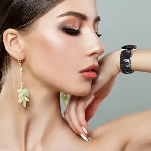 Ayollar uchun Fitbit Versa 3/Versa 4/Sense/Sense 2 tasmalariga mos sozlanishi mumkin bo'lgan резинка bantlari, cho'ziluvchan bilaguzuk qulay elastik резинка aqlli soat tasmasi yumshoq mato - 6