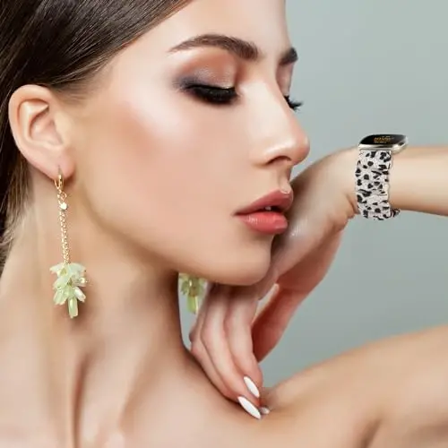 Ayollar uchun Fitbit Versa 3/Versa 4/Sense/Sense 2 tasmalariga moslashuvchan burmali bantlar, cho'ziluvchan bilaguzuk qulay elastik burmali aqlli soat tasmasi yumshoq mato - 6