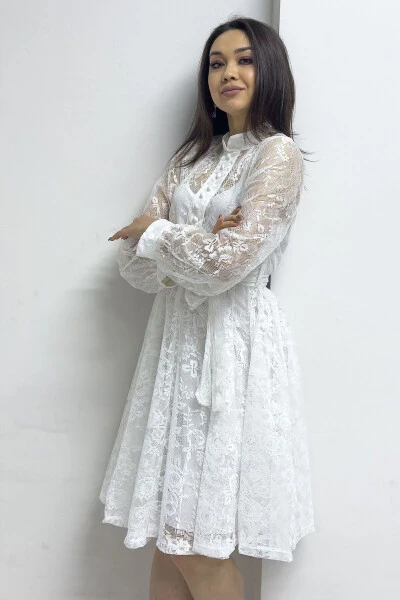 Ayollar uchun francuz yupqa matosi bilan tikilgan, katta hajmdagi, tugmali uzun ko'ylak. - ZKS GRUP TEKSTIL (1)